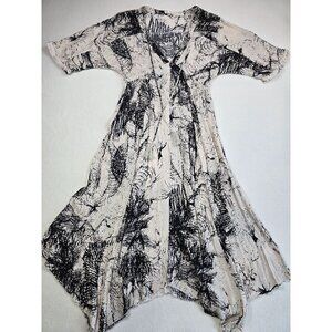 En Crème Womens Black & White Abstract Print Midi Maxi Dress S Boho